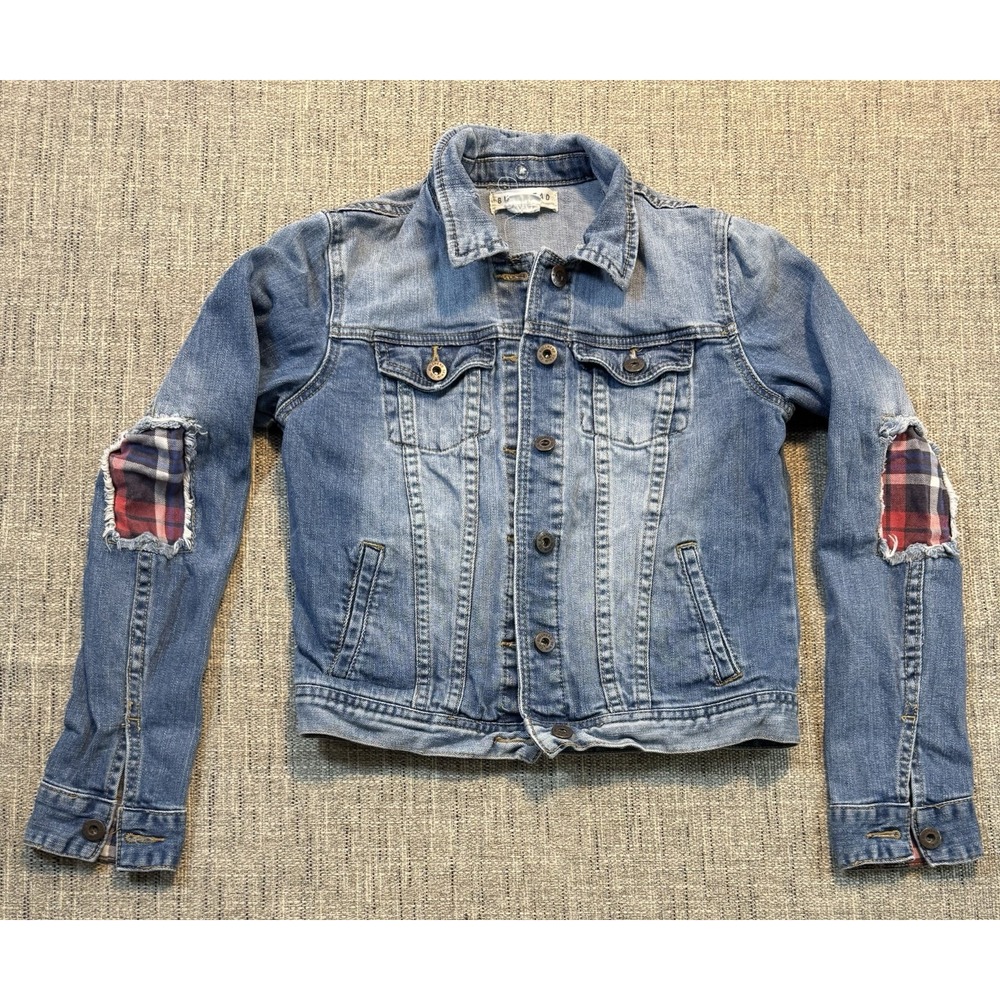 Patched Red Plaid Elbows Jacket Bullhead Girls‎ Small chest 15 in length 19 in
